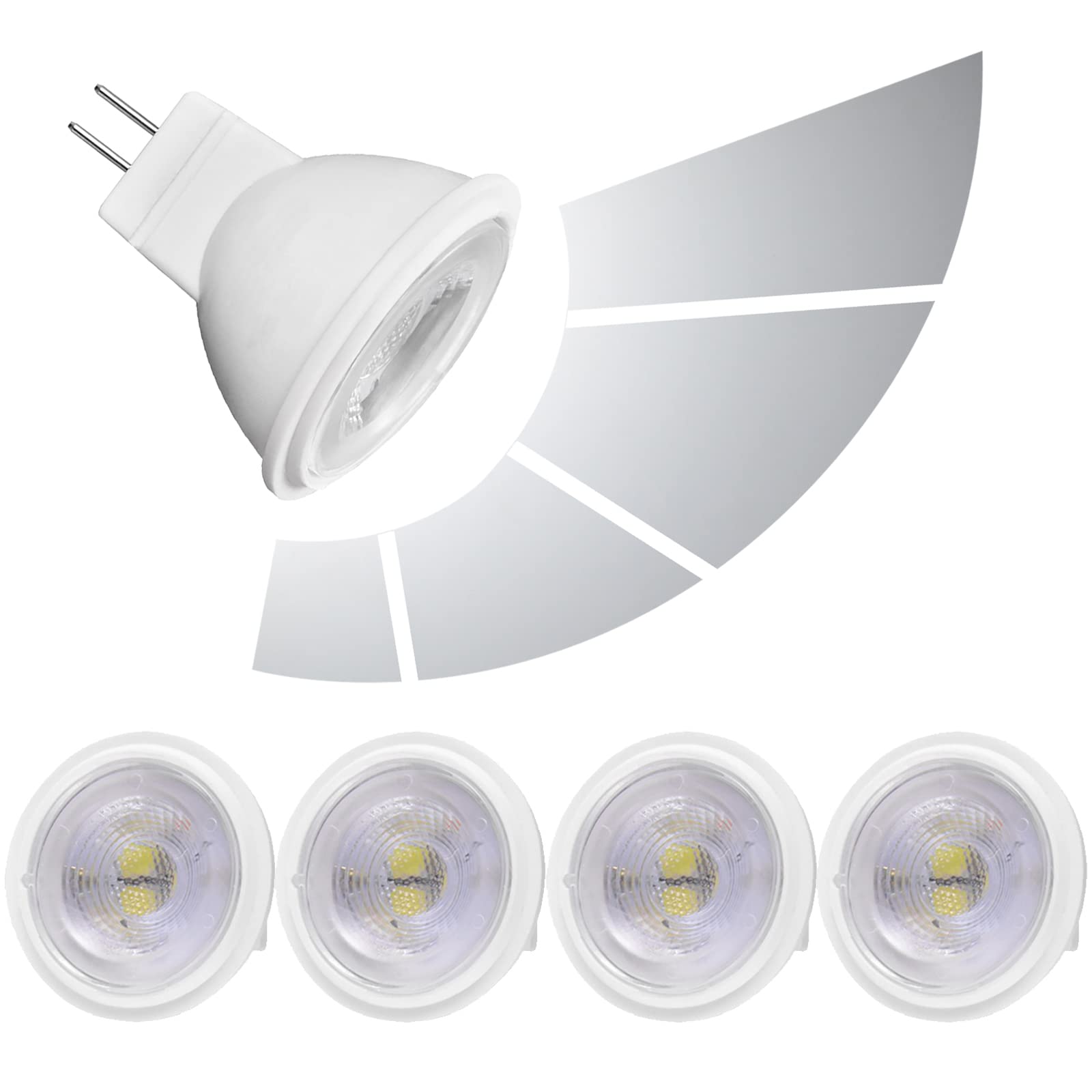 COITROZR MR11 GU4 LED bulbs, 3W AC/DC 12V, 300LM Equivalent for 30W halogen bulbs, Dimmable No flicker, 4pcs (Color : Cool white 6000K)