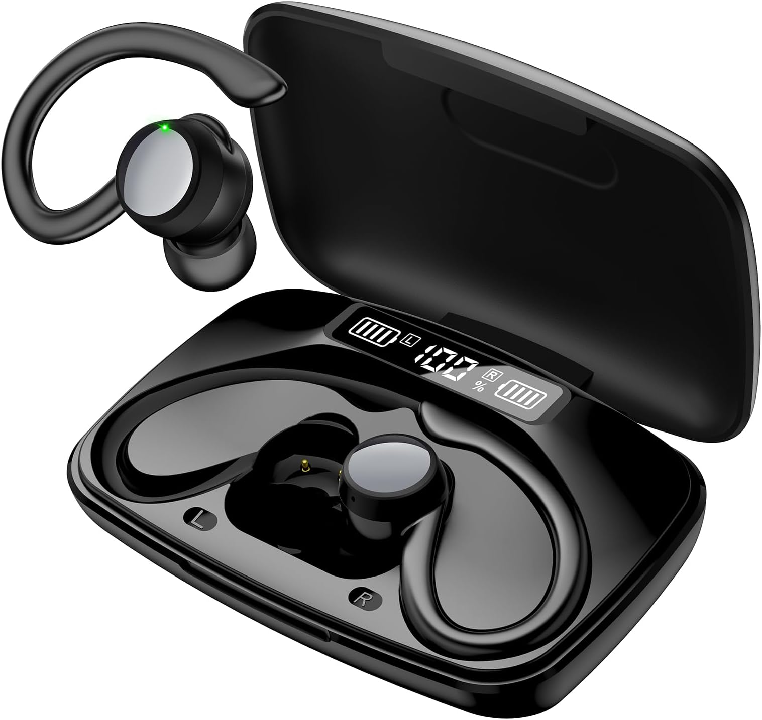 Wireless Earbuds With Earhooks 80Hrs Playback - IPX7 Waterproof Sport Earphones