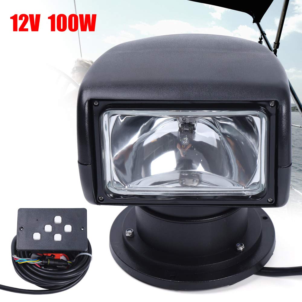 12 V 100 W faro di ricerca per yacht nero telecomando impermeabile 360 gradi orientabile Luminous Flux 2500LM