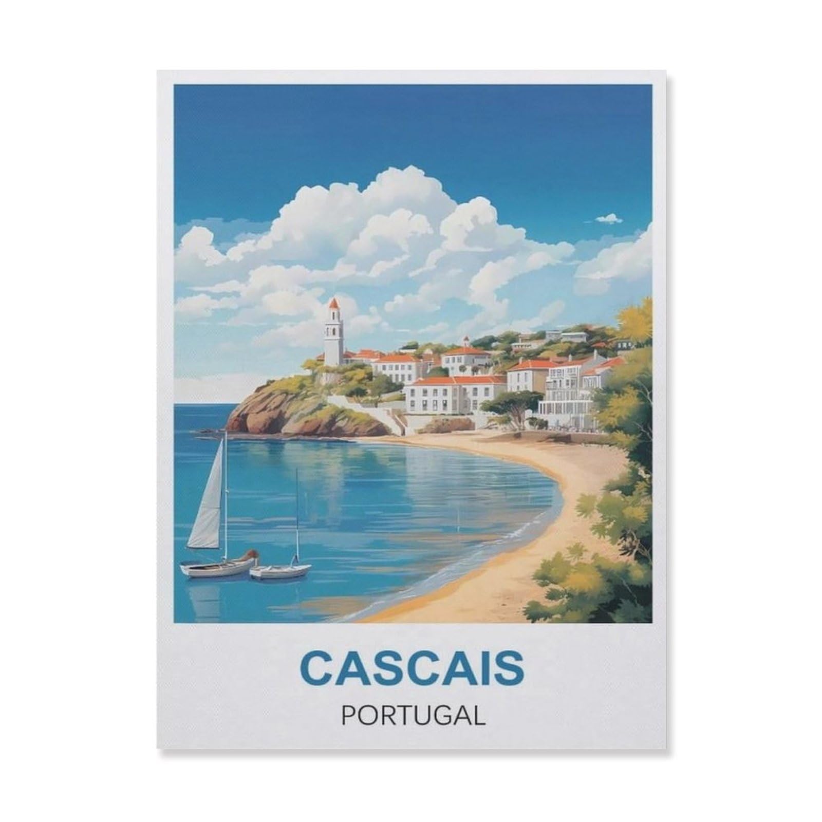 Vintage Wall Decor Metal Poster Plaque，Cascais Portugal(30x40cm）
