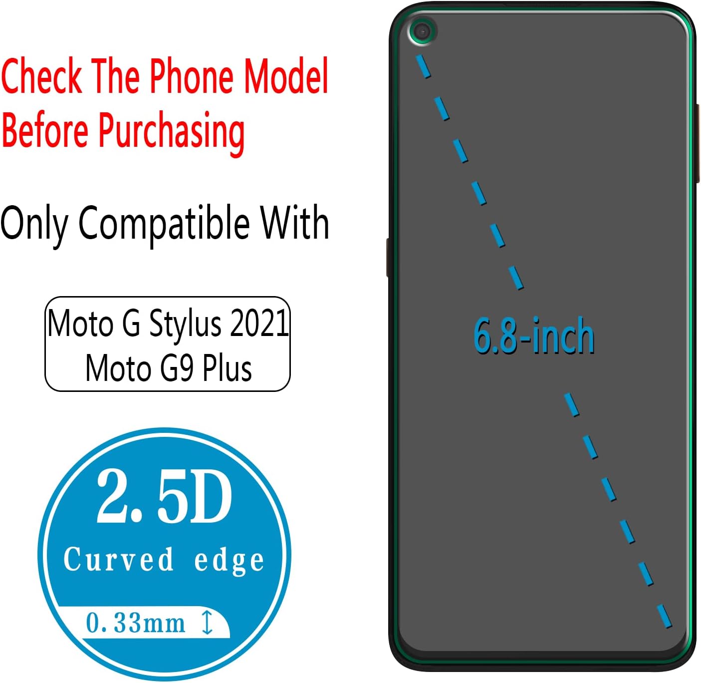 HPTech (2-Pack) Designed for Motorola Moto G Stylus (2021) Tempered Glass Screen Protector, 9H Hardness, Anti Scratch, Bubble Free
