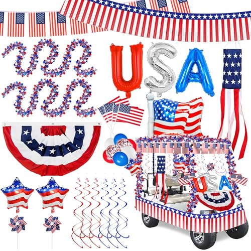 4th of July Golf Cart Decorations Kit, Patriotic Parade Golf Cart Decor for...