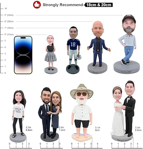 Miniatura 6 de AIOU AIOU Figuras de Bobbleheads personalizadas de 8 pulgadas para una persona como aniversario de la madre, día del padre, graduación, cumpleaños,