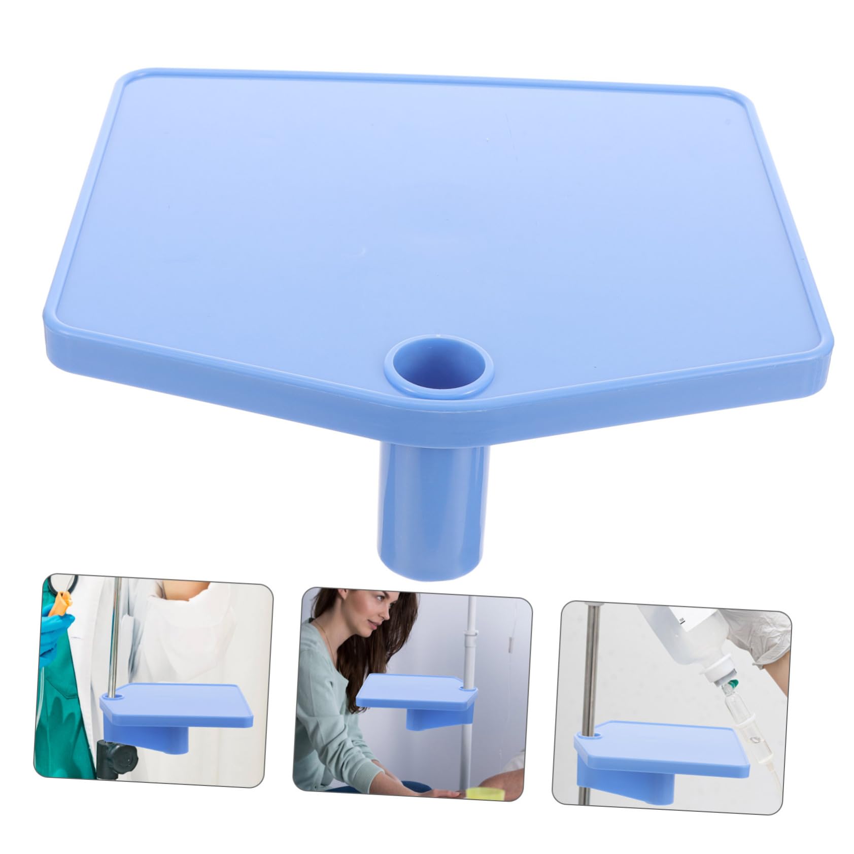 Infusionsständer Tablett aus Kunststoff in Blau als Zubehör | Aufbewahrungsplatte für Infusionswerkzeug und Medizinbedarf, Leichtes Format, Einfache Montage, Krankenhausbedarf