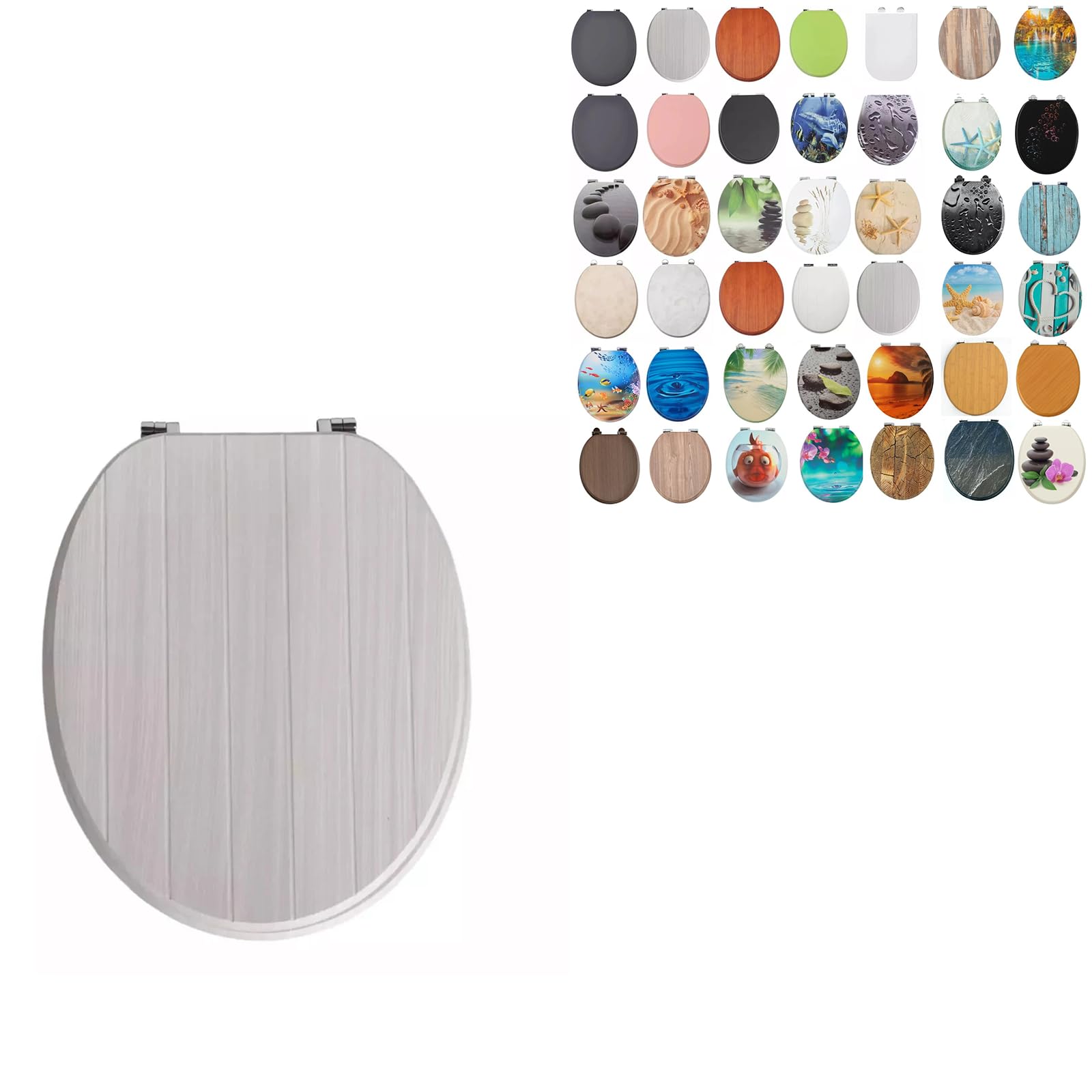 Burakh Tongue And Cream Groove Wooden 18" Mdf Toilet Seat Universal Adjustable Fit Most Toilets Oval Seat┃Bathroom Standard Wooden Mdf Toilet Seat | Wc Seat +Fittings (Tongue And Cream Groove Wooden)