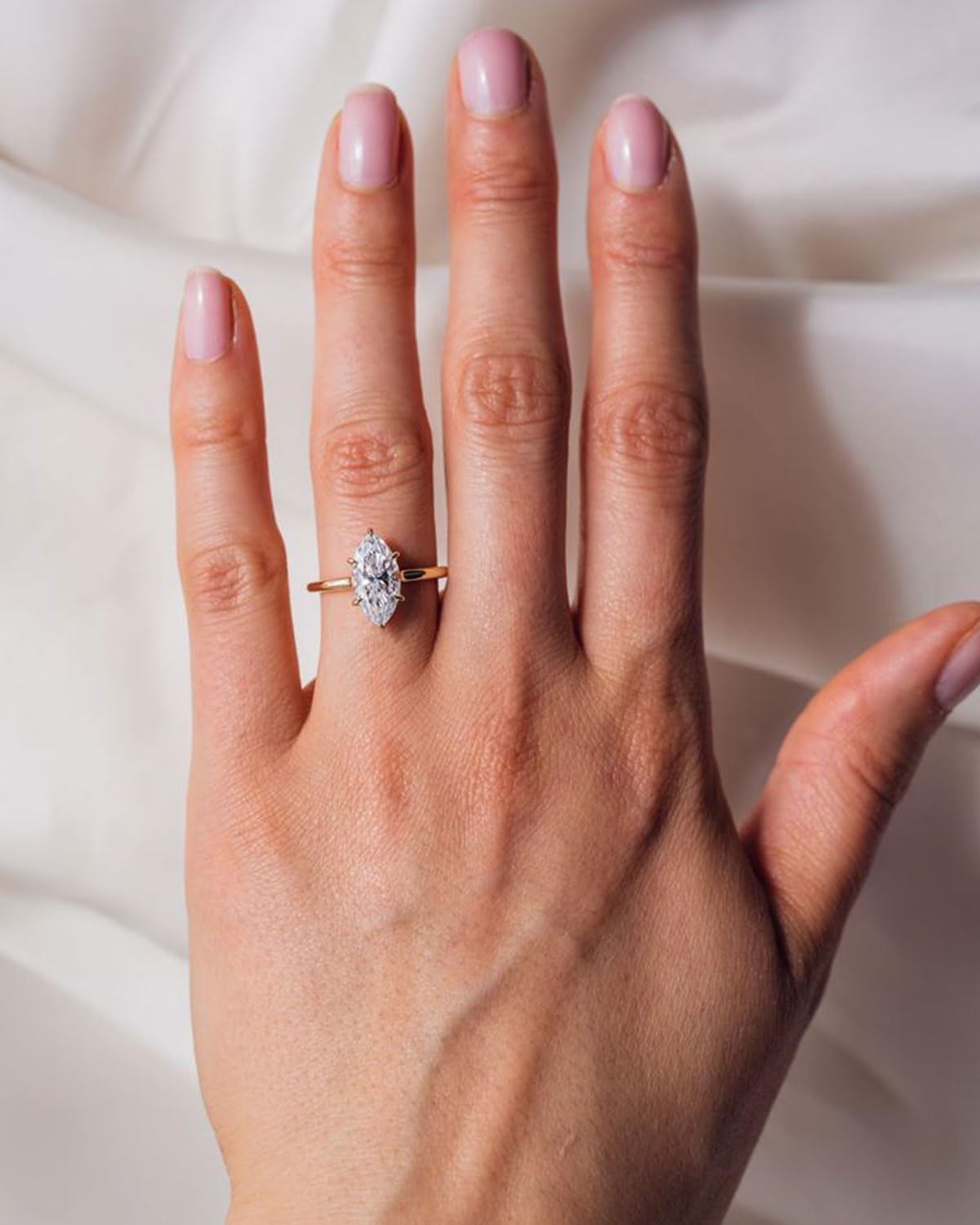 2CT/3.5CT/5.5CT Elongated Marquise Cut Engagement Ring,Simulated Diamond Promise Ring,925 Sterling Silver 18K White/Yellow Gold Plated Ring - Image 6