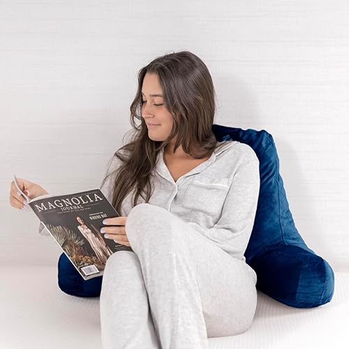 Vista 26 de Milliard CertiPUR - Almohada de lectura con brazos, color negro, acogedora almohada trasera de espuma viscoelástica triturada para cama sentada