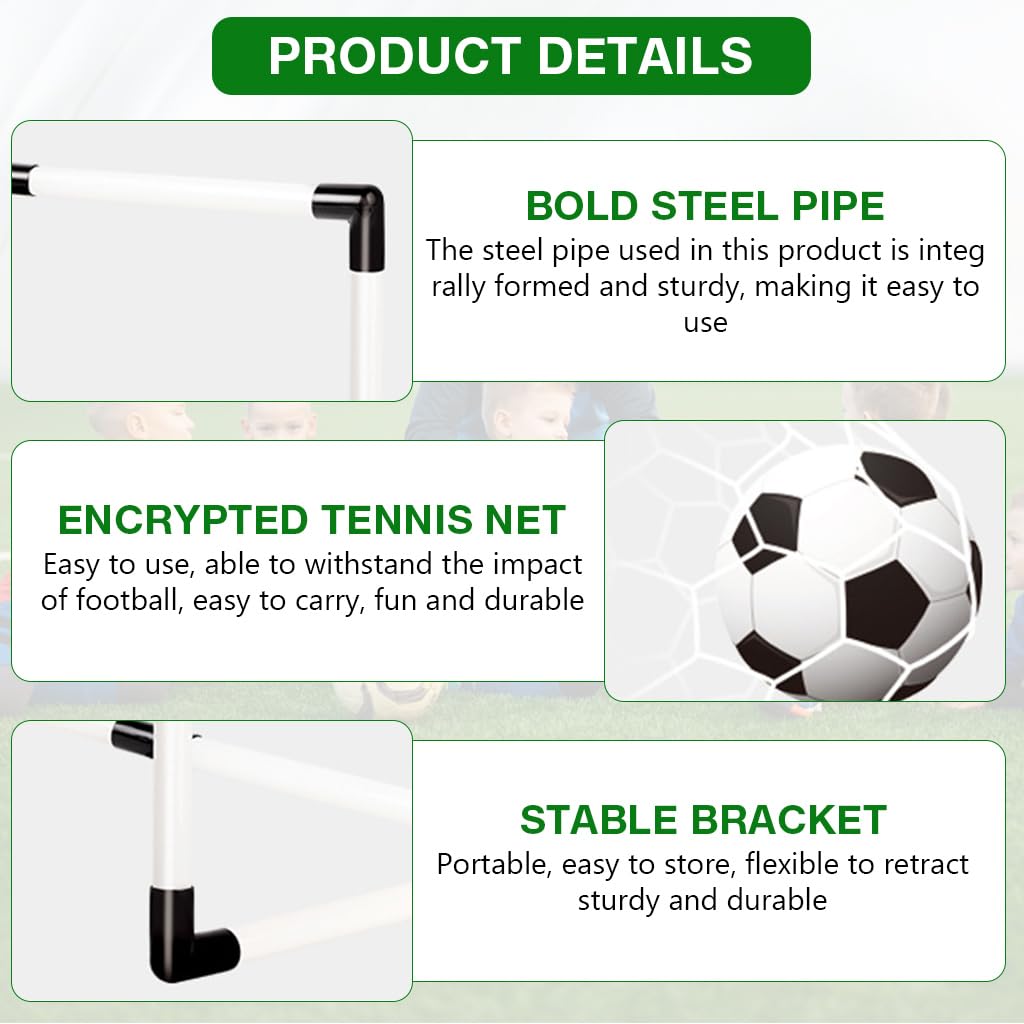 PROBEROS® Cotton Football Goals Kit Set of 2Pcs, Goal Target Nets DIY Assembly Small Outdoor Game with Inflatable Ball Toy & Manual Pump Indoor & Outdoor, Black - Image 3 thumbnail