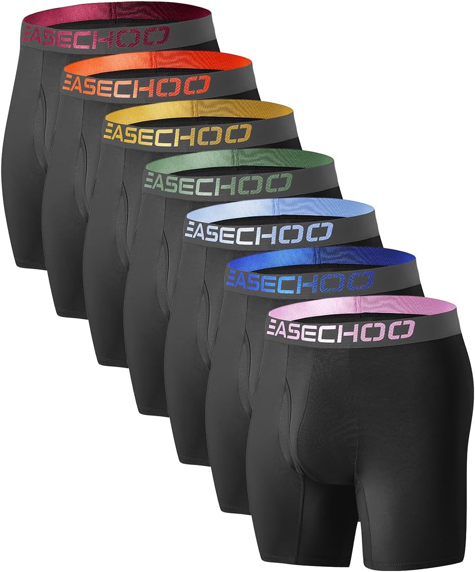Easechoo Men's Underwear,Rayon Made from Bamboo Men Boxer Briefs,Ultra Soft,Breathable,No Riding Up Leg,7 Pack
