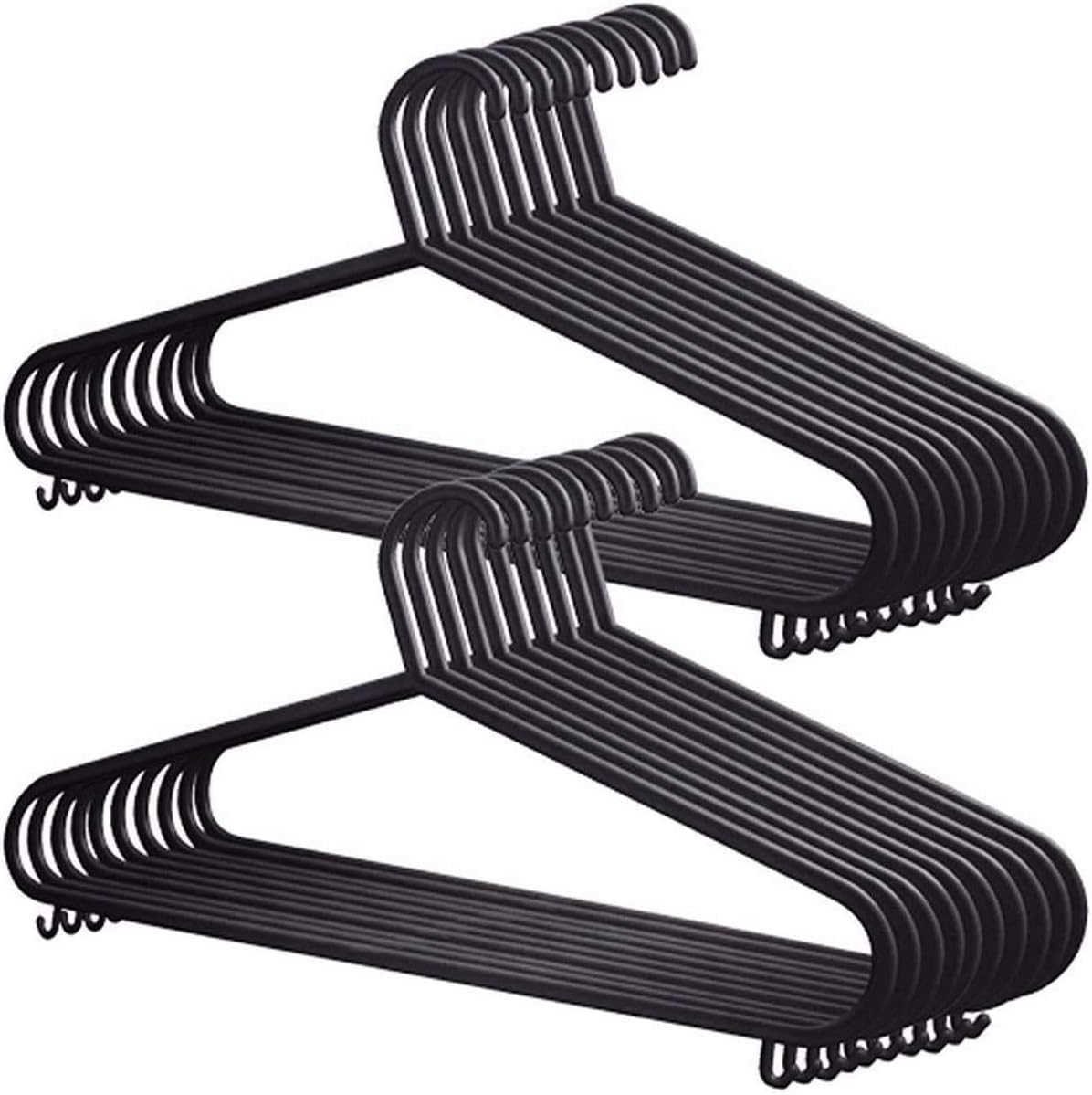 Karan King Unisex Black - Adult Plastic Strong Coat Hangers - Colour - Strong Plastic- Durable Space Saving With Suit Trouser Bar And Lips (25)