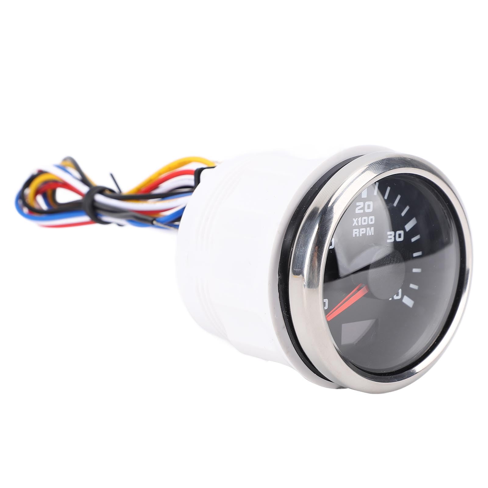 Pain du Tachymètre de 52 Mm Motor 4000rpm avec Compteur D'heure 7 Couleur Rétro-éclairage pour le Tracteur de Camion RV Boat DC 9 à 32V (Couvercle en argent noire CX6225)