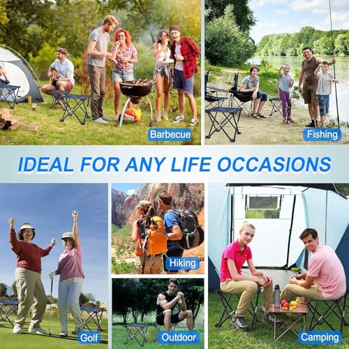 Image of Folding Camping Stool Portable Chair for Fishing Hiking Camping and Beach mini Camp Pocket fold seat Portable Stool for Outdoor Gardening with Carry Bag