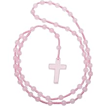 TUMBEELLUWA Natural Crystal Catholic Rosary Necklace for Men Women | Hand Knotted Cord, Long Religious Jewelry, Gemstone Beaded Cross Necklace for Prayer, Meditation, Daily Wear, Christian Gift