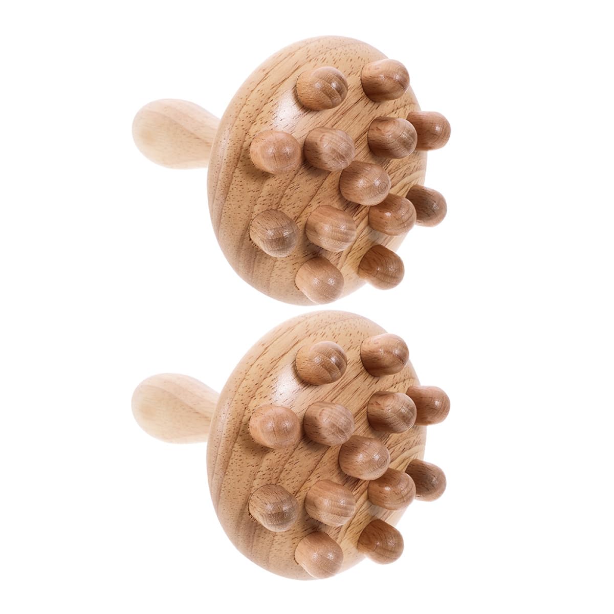 Cepillo Masajeador de Cuero Cabelludo 2 Piezas de Madera Beige