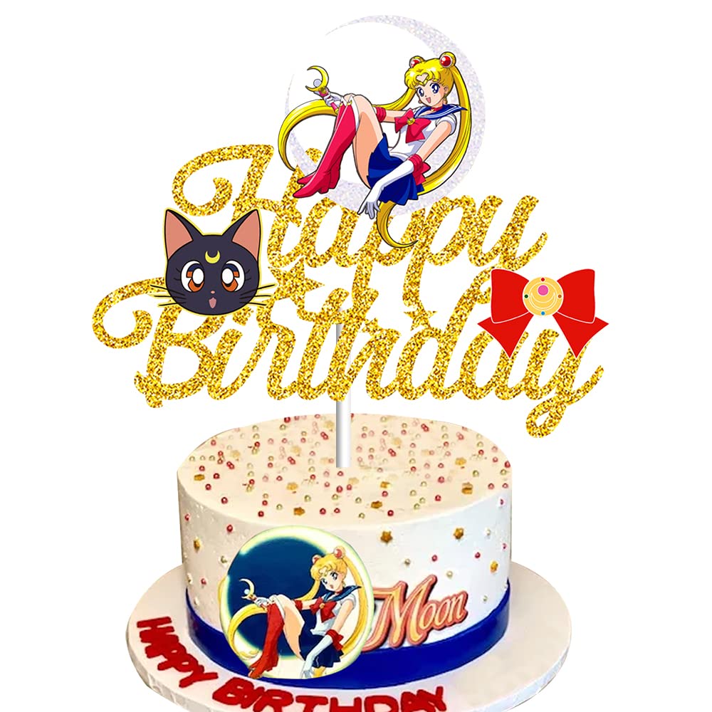 Buy Gold Sailor Moon Happy Birthday Cake Topper, Pretty Guardian Theme