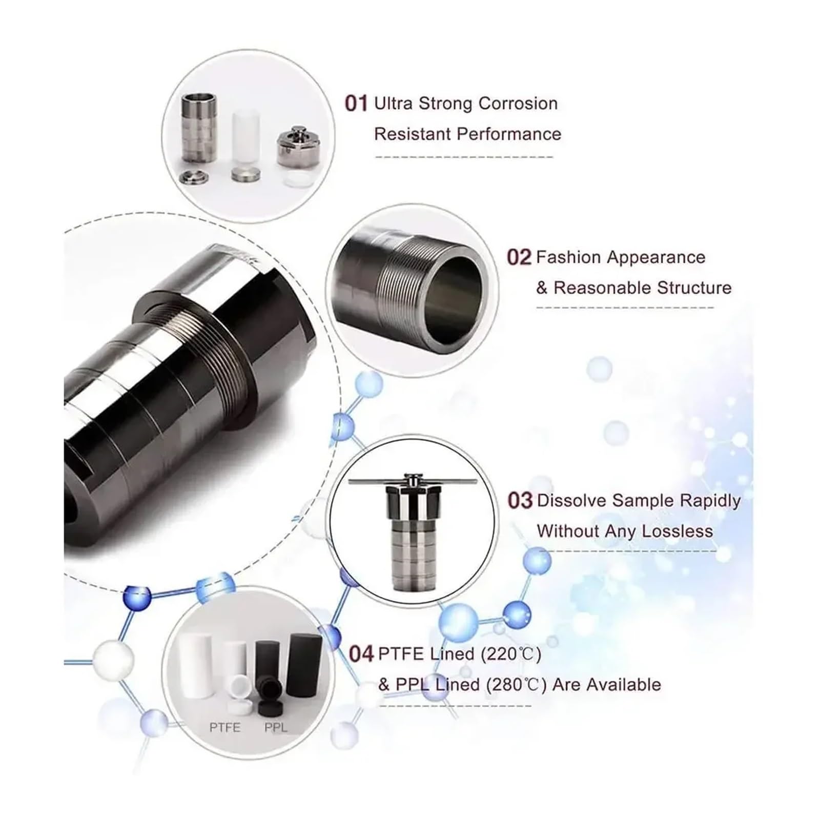Reactor de síntesis hidrotermal, Reactor Autoclave de síntesis hidrotermal de 25ml, tanque de digestión hidrotermal de alta presión de acero 3Mpa 304,Autoclave