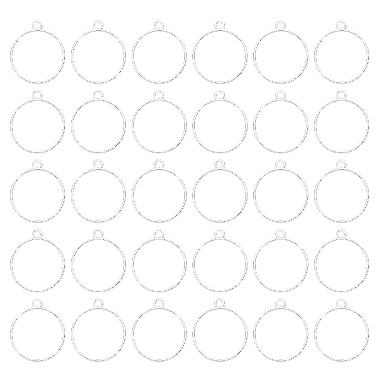 PATIKIL 50pcs Open Bezels, Resin Bezels Pendants Mold Open Back Bezels Alloy Hollow for Resin Jewelry Making Earrings, Round