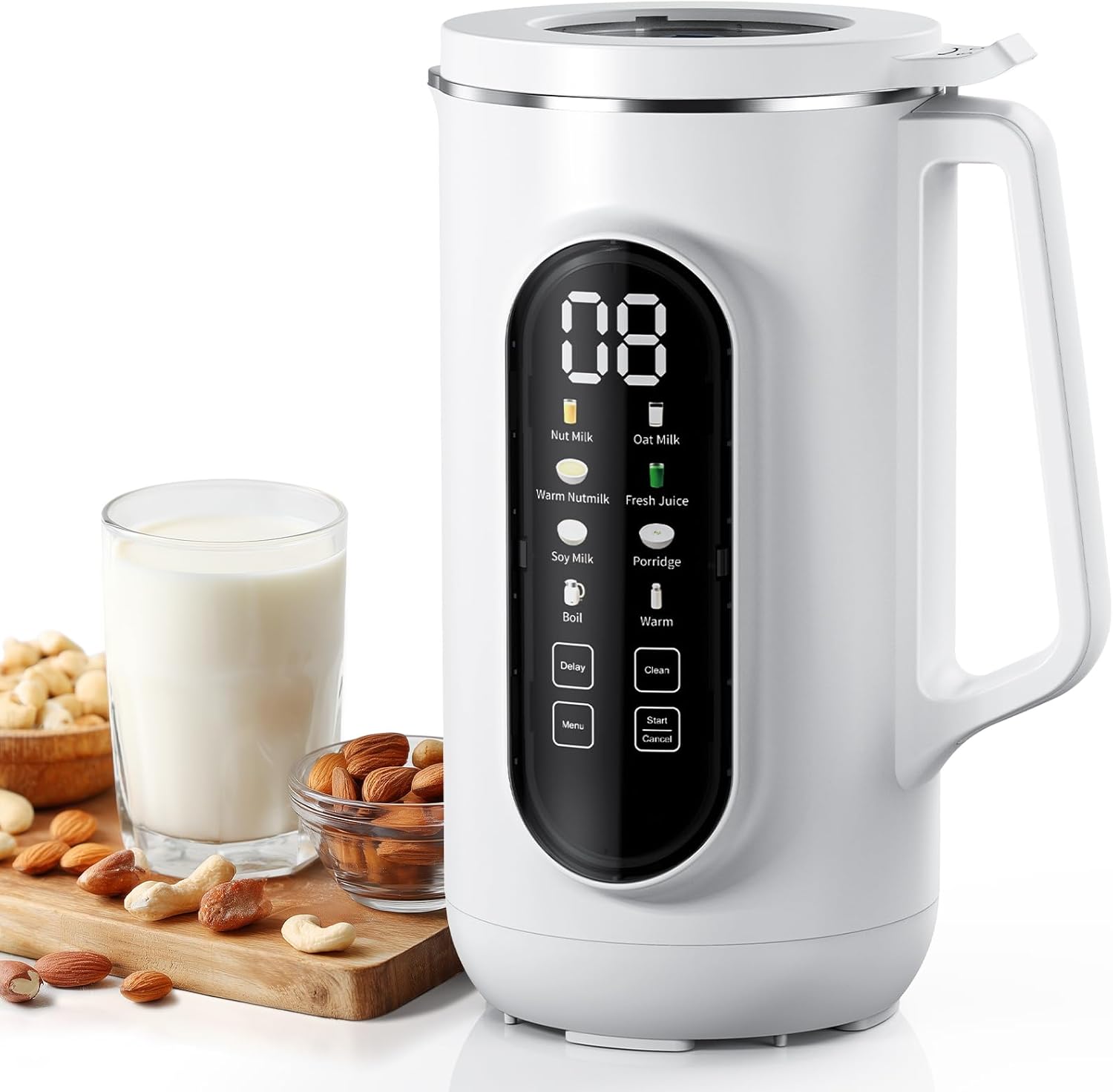 AMZCHEF 10 in 1 Nut Milk Maker, 40oz Plant Milk Maker for Homemade Almond Milk, Soy Milk, Oatmeal, and Non-Dairy Beverages, BPA Free Almond Milk Maker with Delay Start, Keep Warm, Clean, Boiling