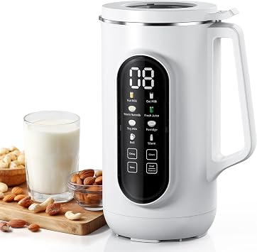 10 in 1 Nut Milk Maker, AMZCHEF 40oz Plant Milk Maker for Homemade Almond Milk, Soy Milk, Oatmeal, and Non-Dairy Beverages, BPA Free Almond Milk Maker with Delay Start, Keep Warm, Clean, Boiling