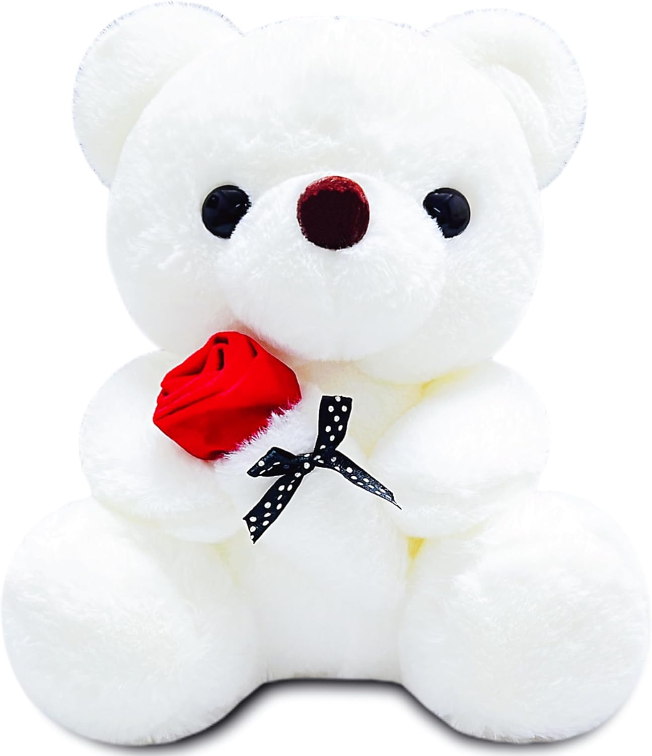 Oso de Peluche Blanco de 10 Pulgadas Sosteniendo Rosa