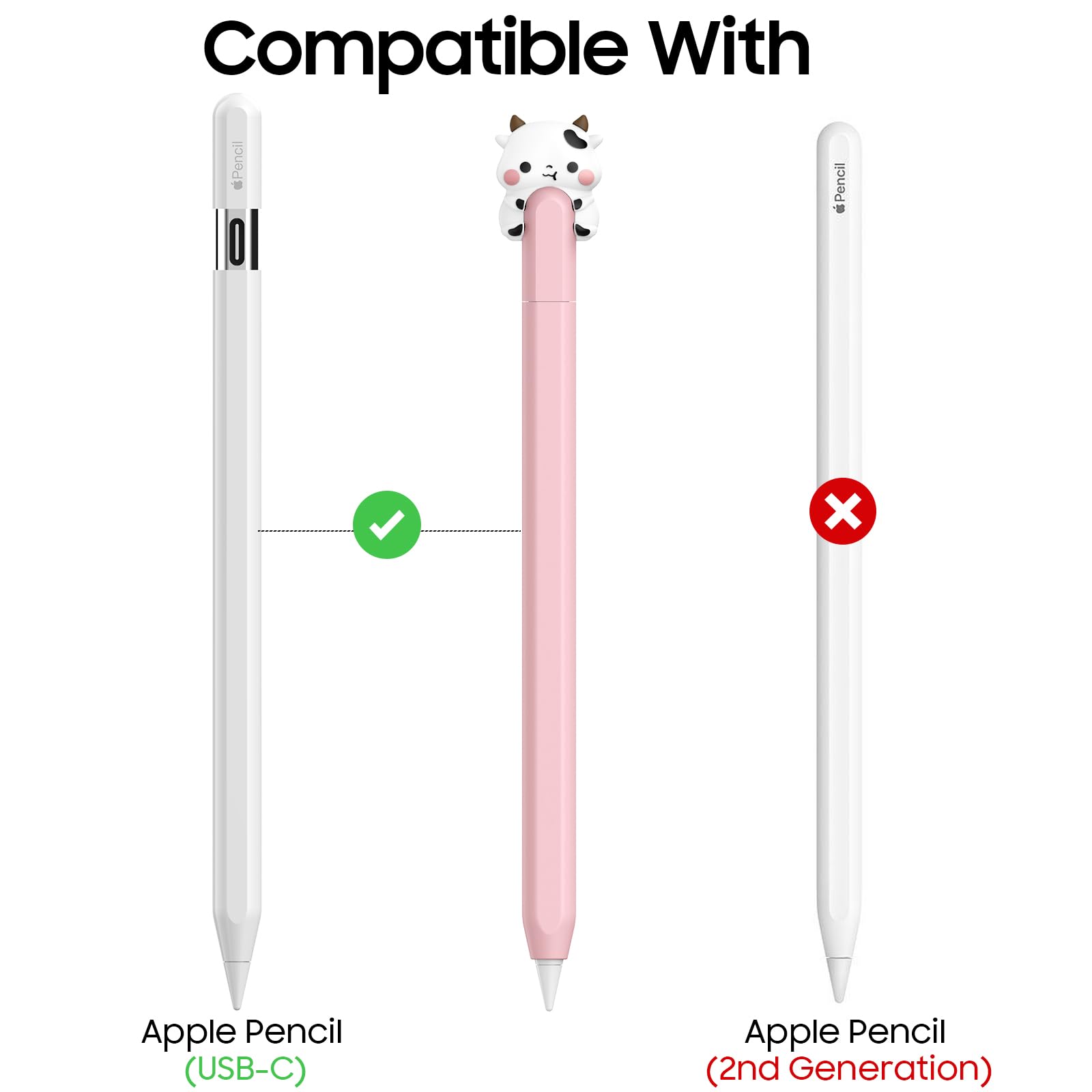 Amazon.com: NIUTRENDZ Cute Cow Silicone Case for Apple Pencil USB