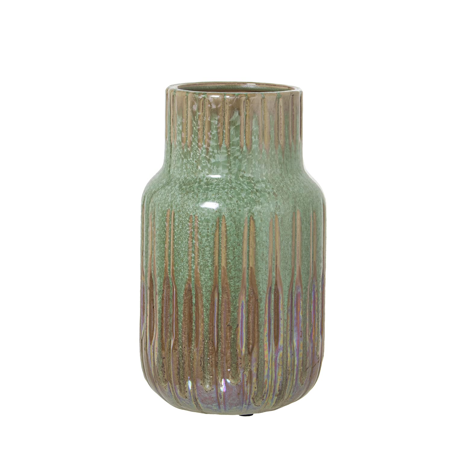 Vase en céramique vert et marron 14x25cm pour salon