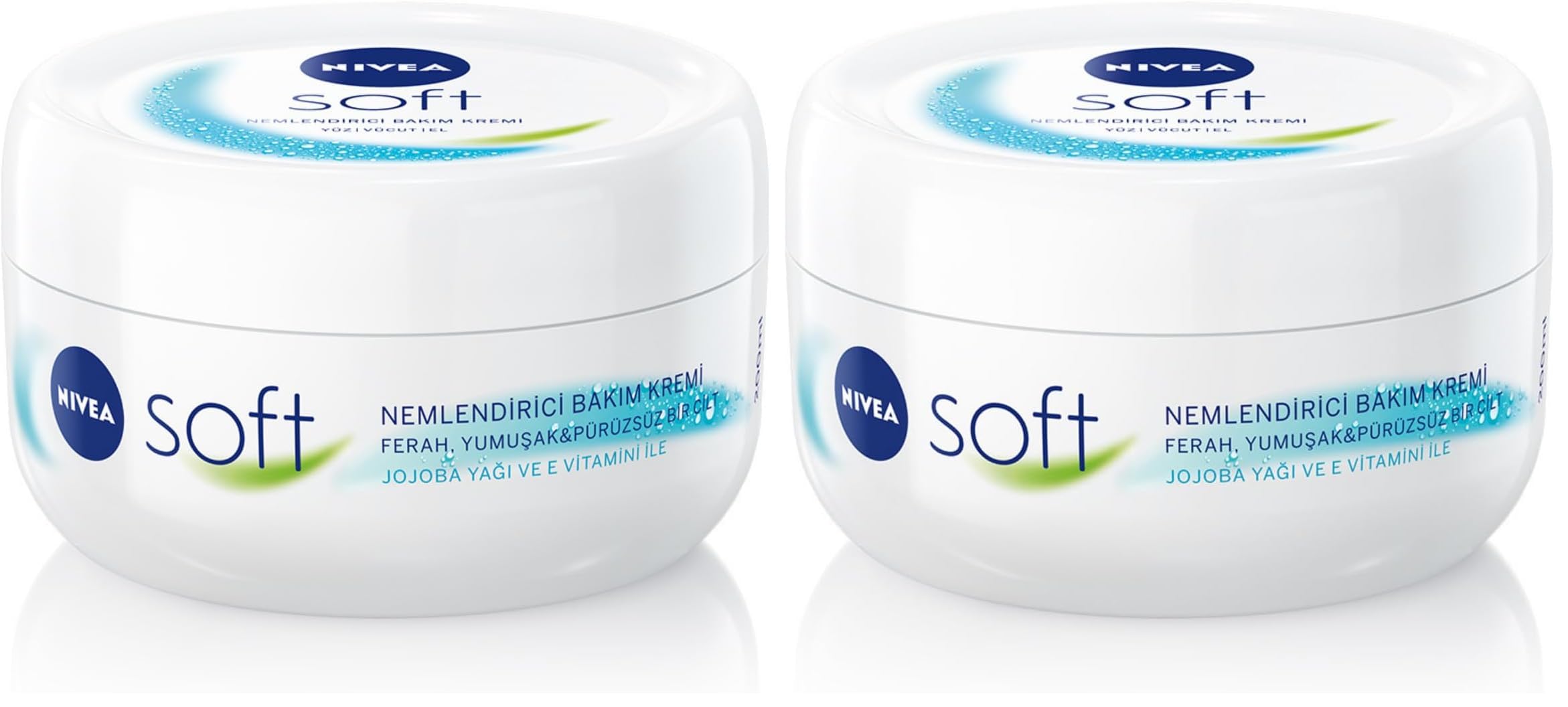 NIVEA Soft Krem, Nemlendirici Bakım Kremi, Yüz, Vücut, El, Jojoba Yağı 100 ml 2li paket