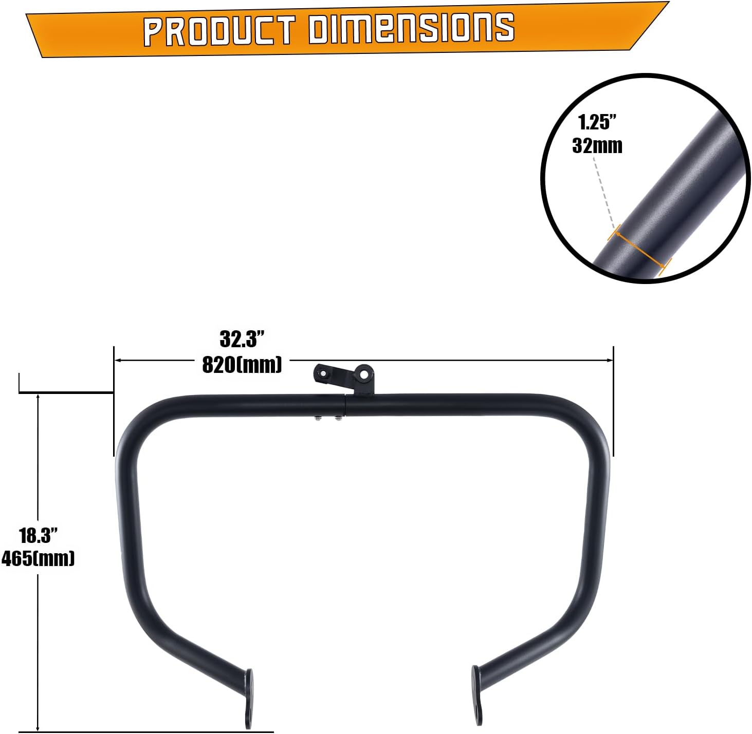 Kinglemc Engine Guard Highway Freeway Crash Bar for Honda VTX 1300 R S C Models 1300R 1300C 1300S All Years (Black)