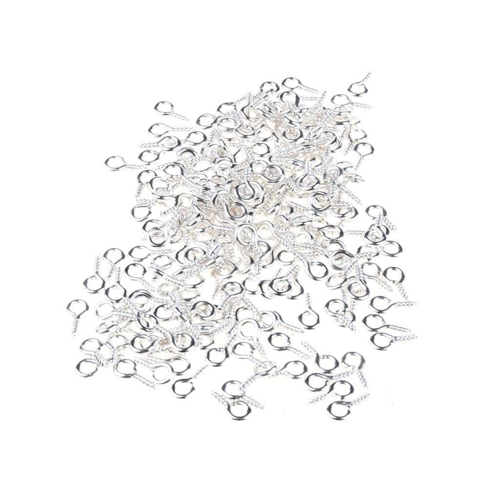 DIIOOMIEEU 600x/Set Screws Eye Pin Peg Eye Pins Hooks Practical Silver Clasps Hooks Eye Screws for Jewelry Keychain Making