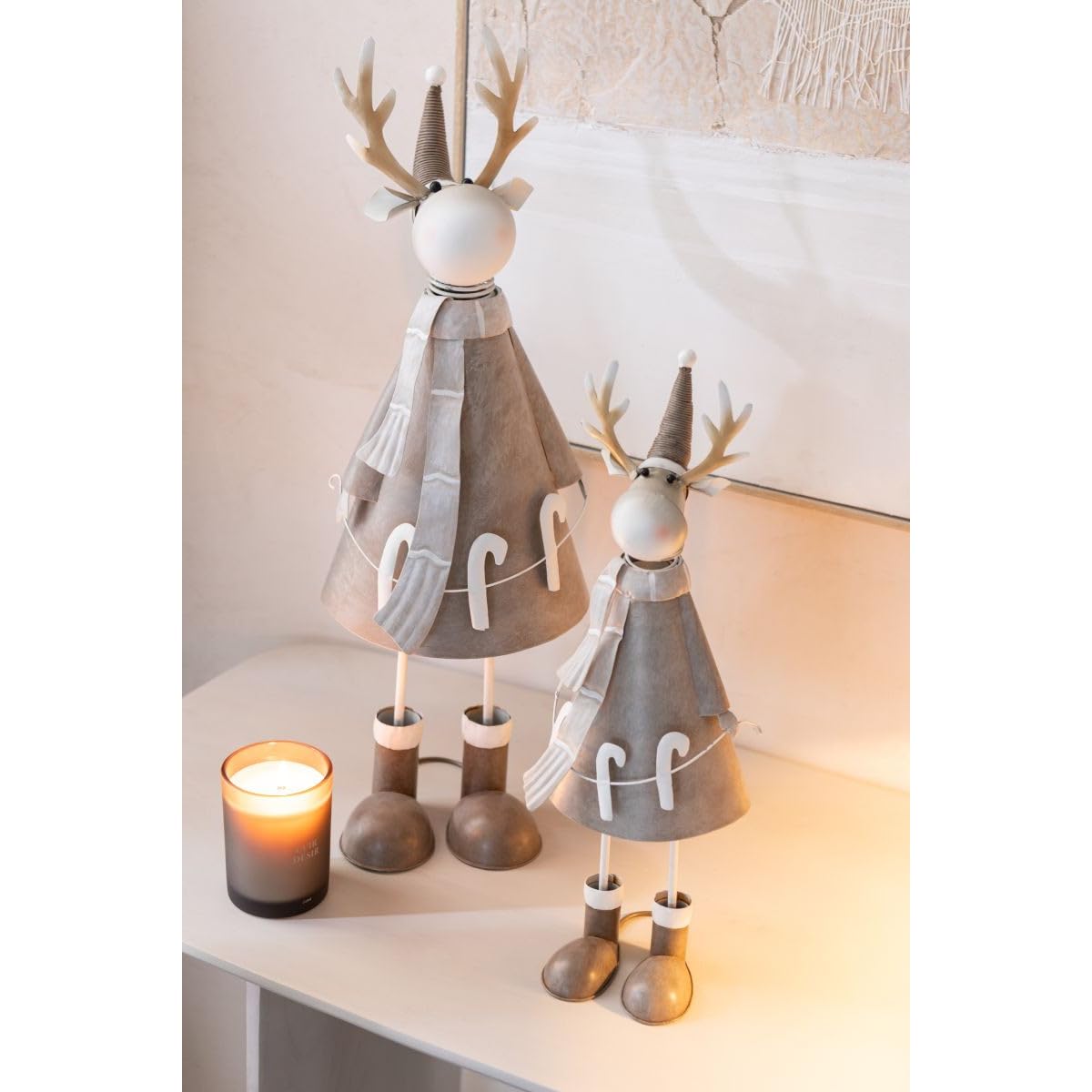 Statuette Déco en Métal Sucre d'orge 43cm Grège