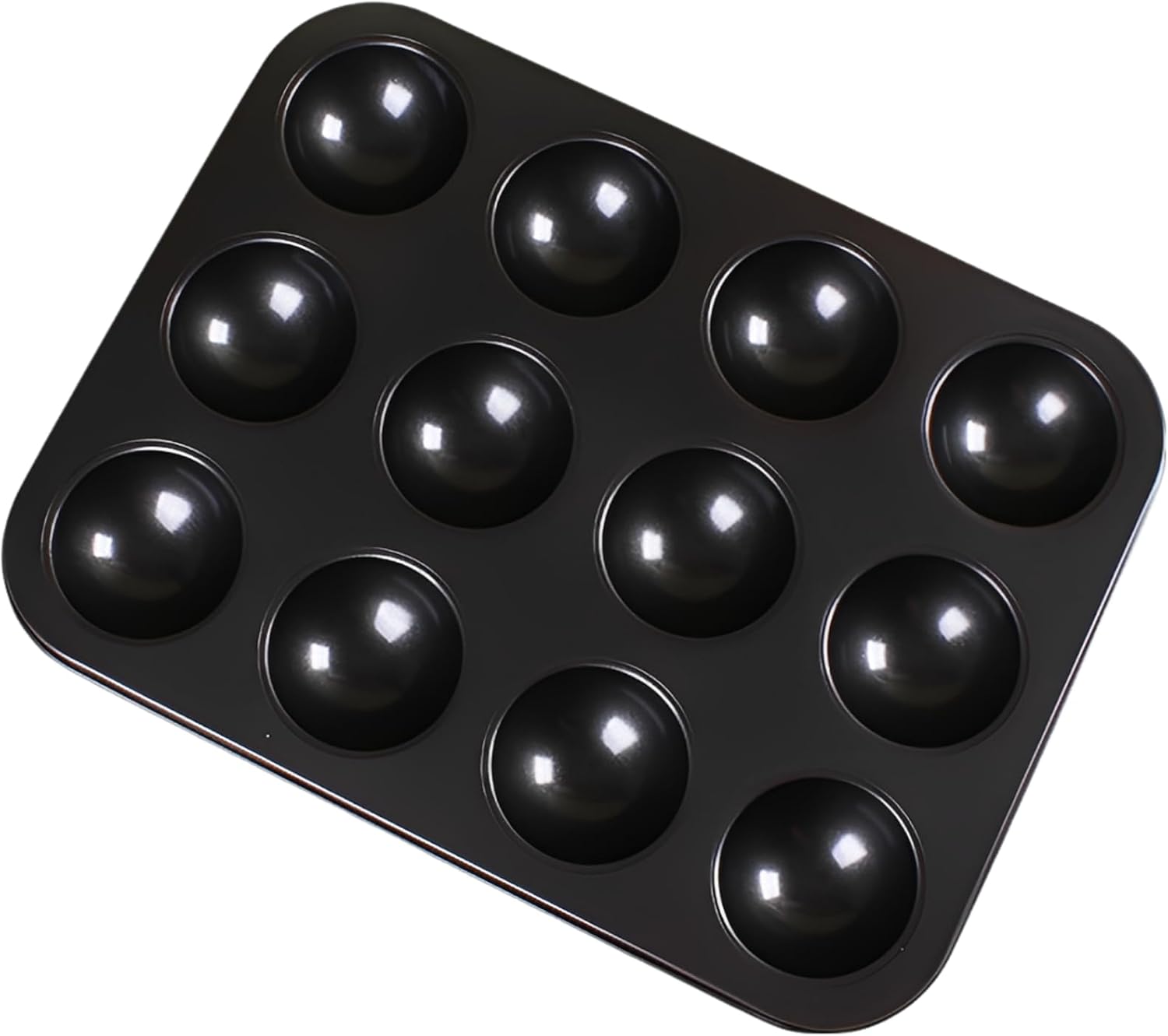 12-Cup Mince Pie Baking Pan, Non Stick Carbon Steel Half Round Muffin Mould, 15 X 11.4 in / 38 X 29 Cm Baking Tray for Cakes, Bread, Pudding