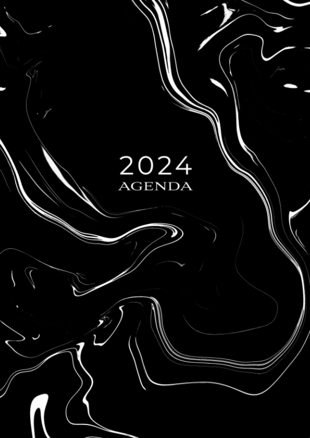 Agenda 2024: Agenda Semanal Con Horas | Tamaño A4 | 1 Semana en 2 Páginas | Planificador Mensual | Calendario Semana Vista | Organizador Anual Planner | Mármol Negro