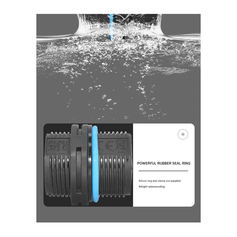 Lot de 15 connecteurs RJ45 étanches pour câble Ethernet LAN à double tête avec capuchon anti-poussière