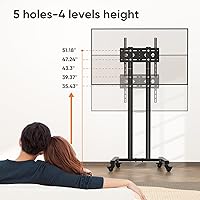 Vista 2 de Soporte de TV con ruedas para televisores de pantalla plana LED LCD de 23 a 65 pulgadas, soporte de TV móvil de piso con ruedas que soporta hasta 88