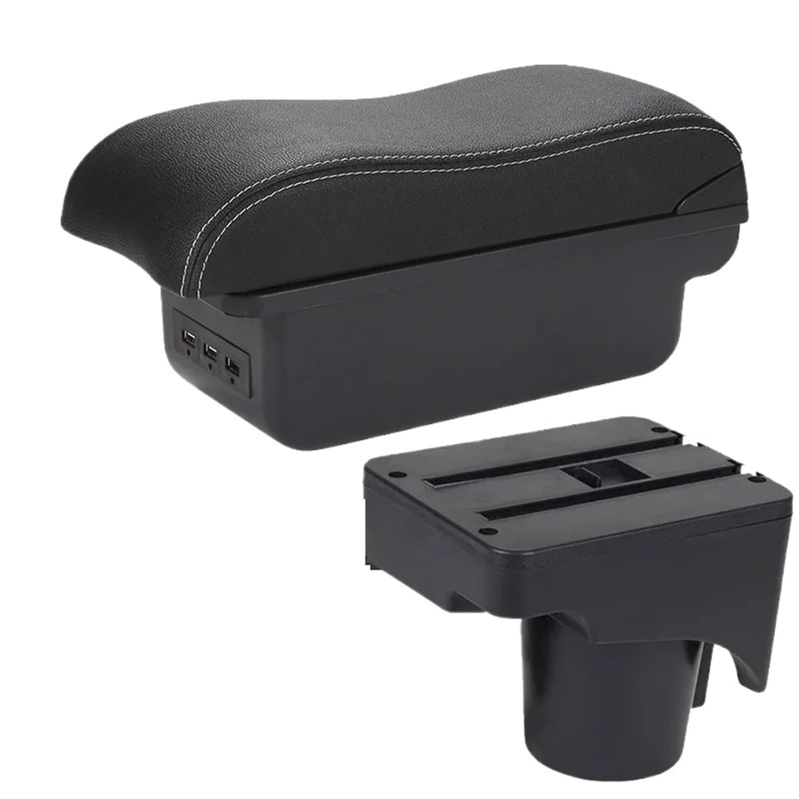 NOKRGQW Car Armrest Box For Scirocco Sagitar For VW For Golf 6 5 Mk6 MK5 For Jetta 5 Car Armrest Car Storage Box(B3 Black white 3USB)