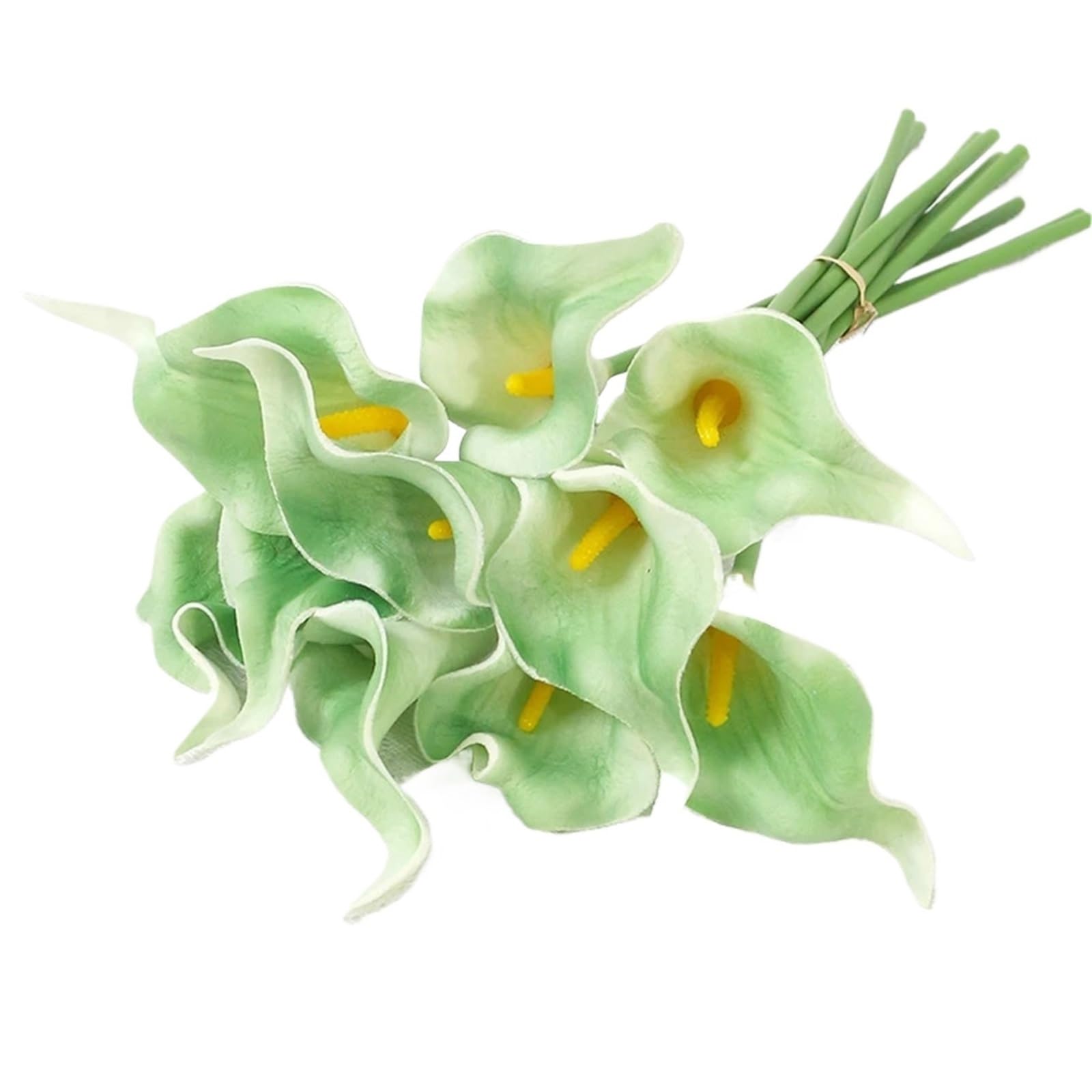 Dcrxz Artificial Flowers 10Pcs PU Artificial Calla Lily Artificial Flowers Bouquet Fake Flower Decorations for Home Room Wedding Bridal Vase Ornament(Green)