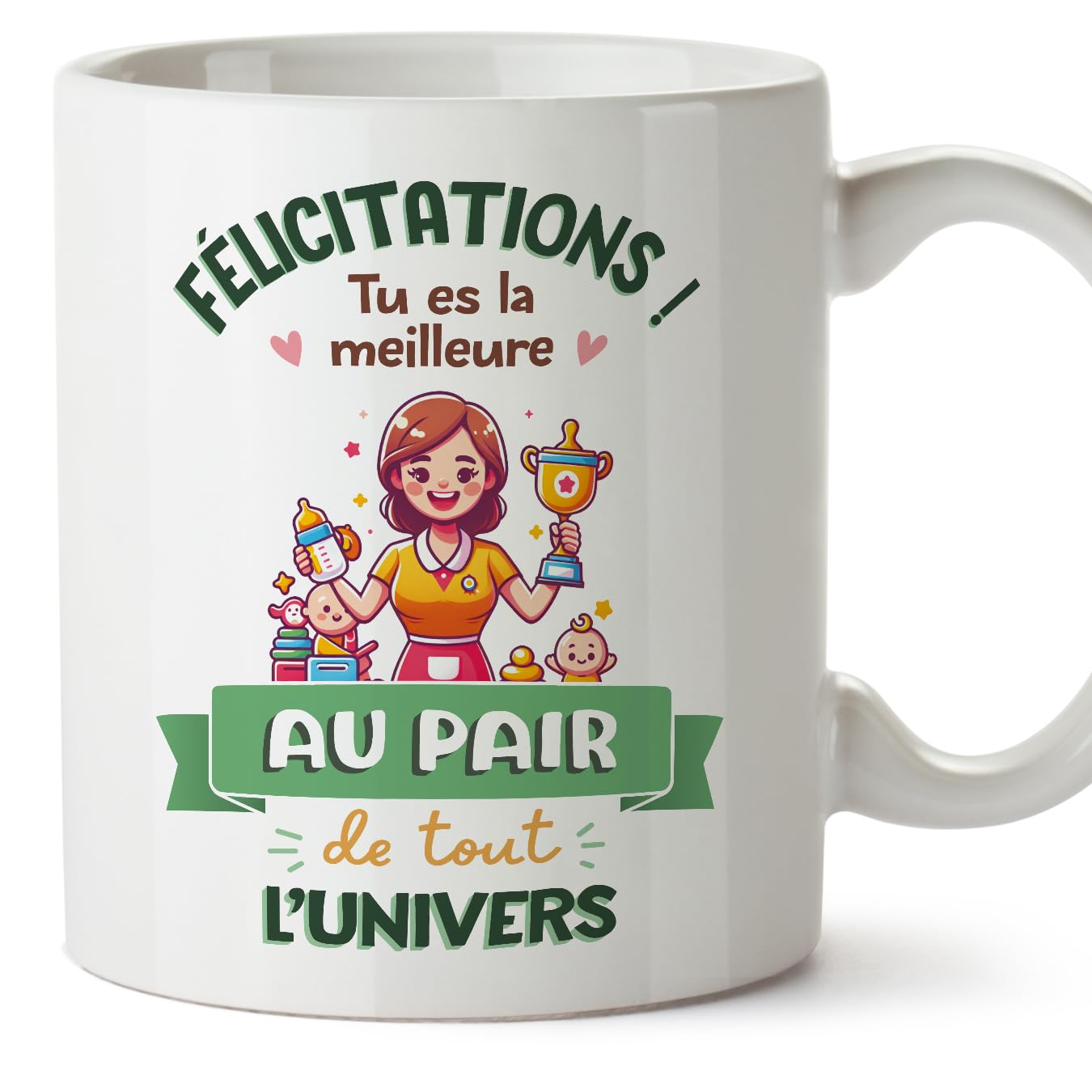 MUGFFINS AU Pair Woman Mug - in French - Meilleur Univers Trophée - Funny Gift for Colleagues - Ceramic 11oz Mug — image 1