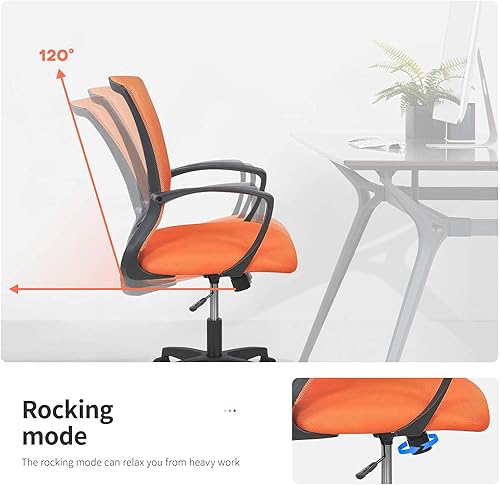 Miniatura 10 de Silla de oficina, silla de escritorio giratoria con respaldo medio con reposabrazos, soporte lumbar de malla, silla de computadora, altura