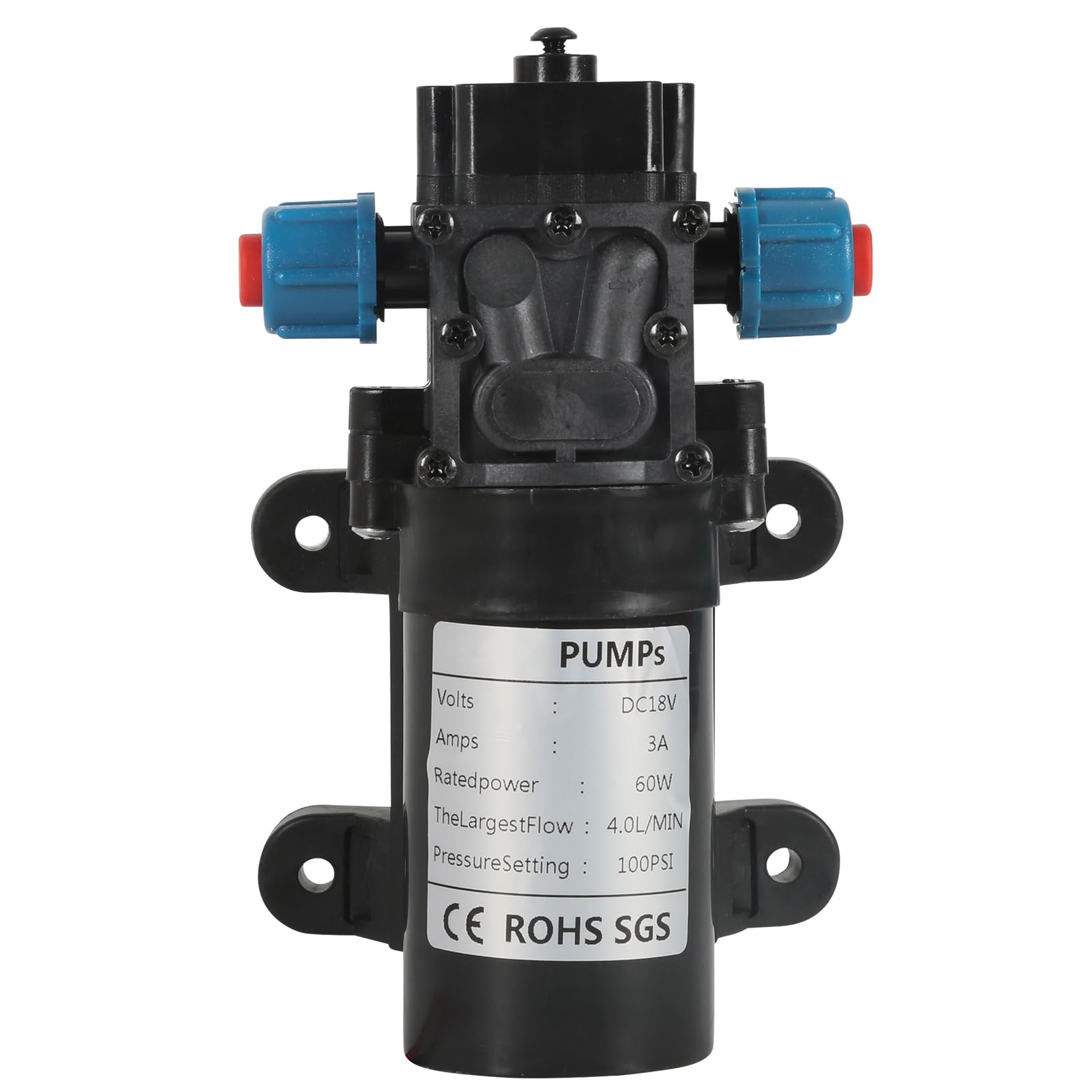 DeWin Pompe à Eau, 18V 60W Micro Pompe à Eau à Membrane Commutateur Automatique 4L/Min Pulvérisateur d'eau de Lavage de Voiture Haute Pression