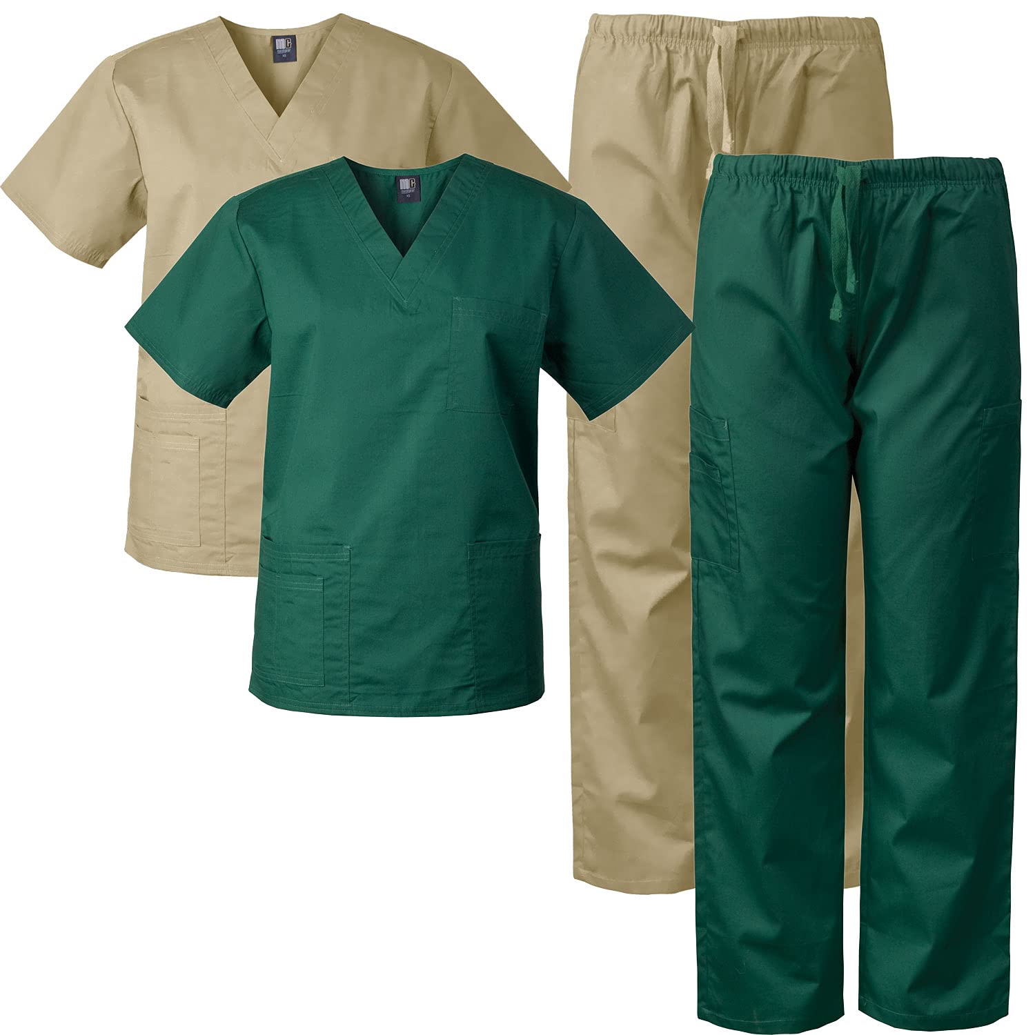 Medgear 2-PACK Scrubs for Men and Women Scrubs Set Medical Uniform Scrubs Top and Pants