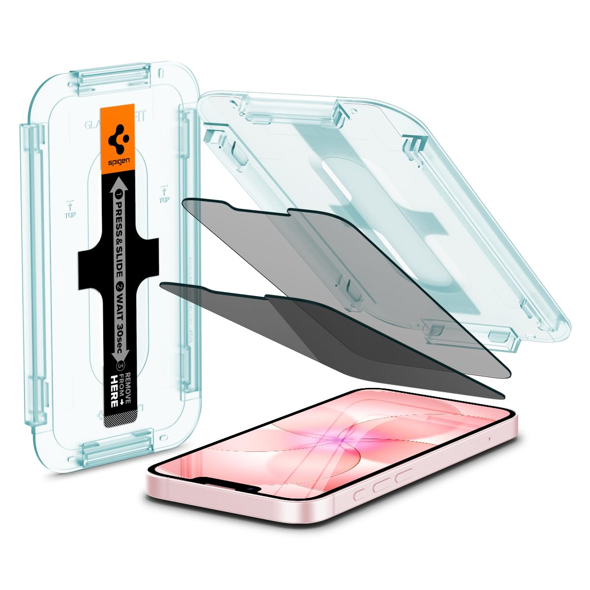 Spigen Tempered Glass Screen Protector [GlasTR EZ FIT - Privacy] Designed for iPhone 17e / iPhone 16e / iPhone 14 / iPhone 13 Pro/iPhone 13