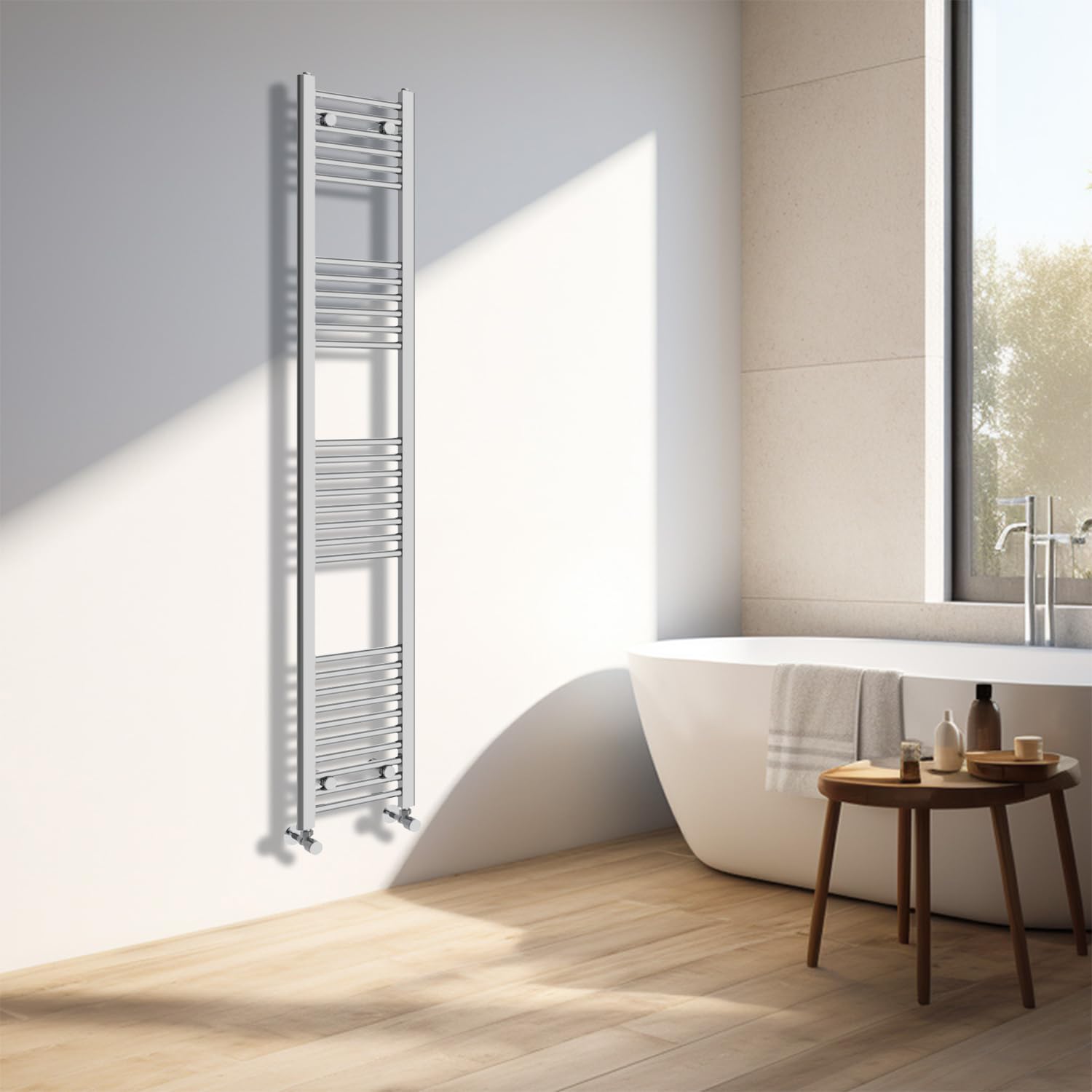 NRG Chrome Heated Towel Rail Straight Designer Bathroom Radiator - 1800×300mm