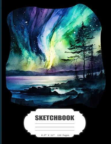 Sketchbook Nothern Lights Watercolor Sketch Book for Girls, Kids, Teens, Adults Artist NotebookJournal for Drawing, Writing, Sketching or Doodling,