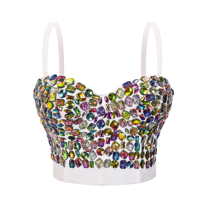 Women's Contrast Diamond Tube Corset Top Stylish Backless Bra Bustier Outerwear for Party-image-32