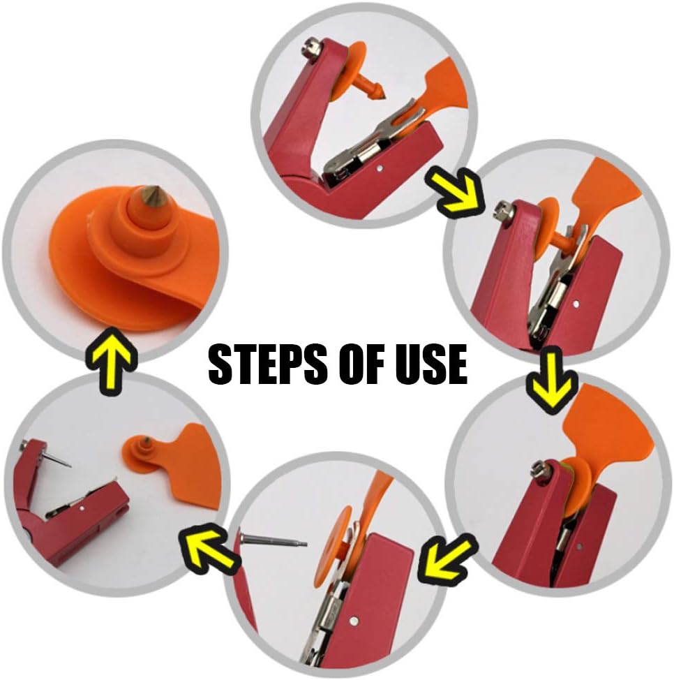 Livestock Ear Tag Plier, Animal Ear Tag Install Tool 90 Degrees Applicator Puncher Tagger for Livestock Pigs Sheep Goats Cattles Cows : Patio, Lawn & Garden