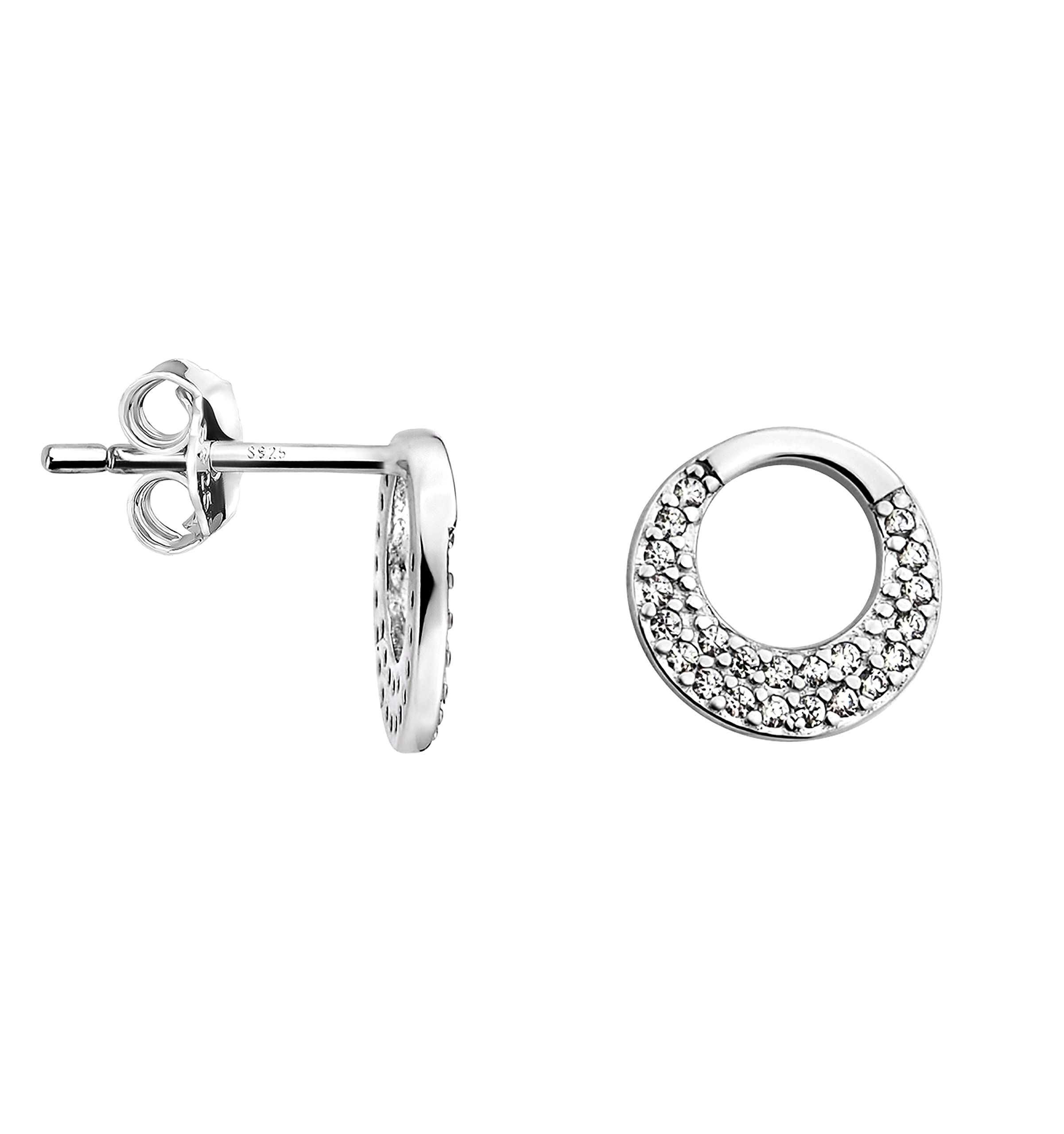 SOFIA MILANI Ohrstecker Aus 925er Silber Mit Zirkonia - Runde Kreis-Ohrringe Für Damen