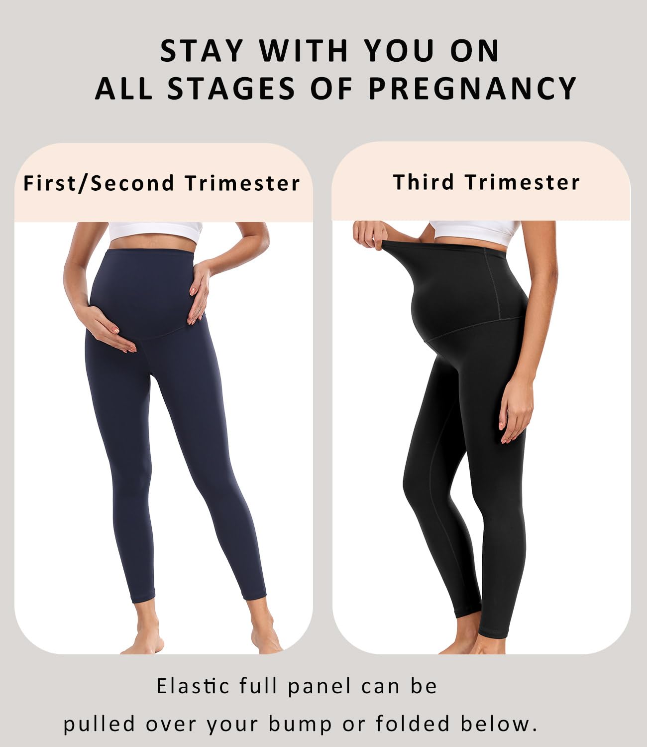 wirarpa Leggings de Maternidad para Mujer, de 63 cm, para Entrenamiento, con Soporte Abdominal Suave, para Yoga