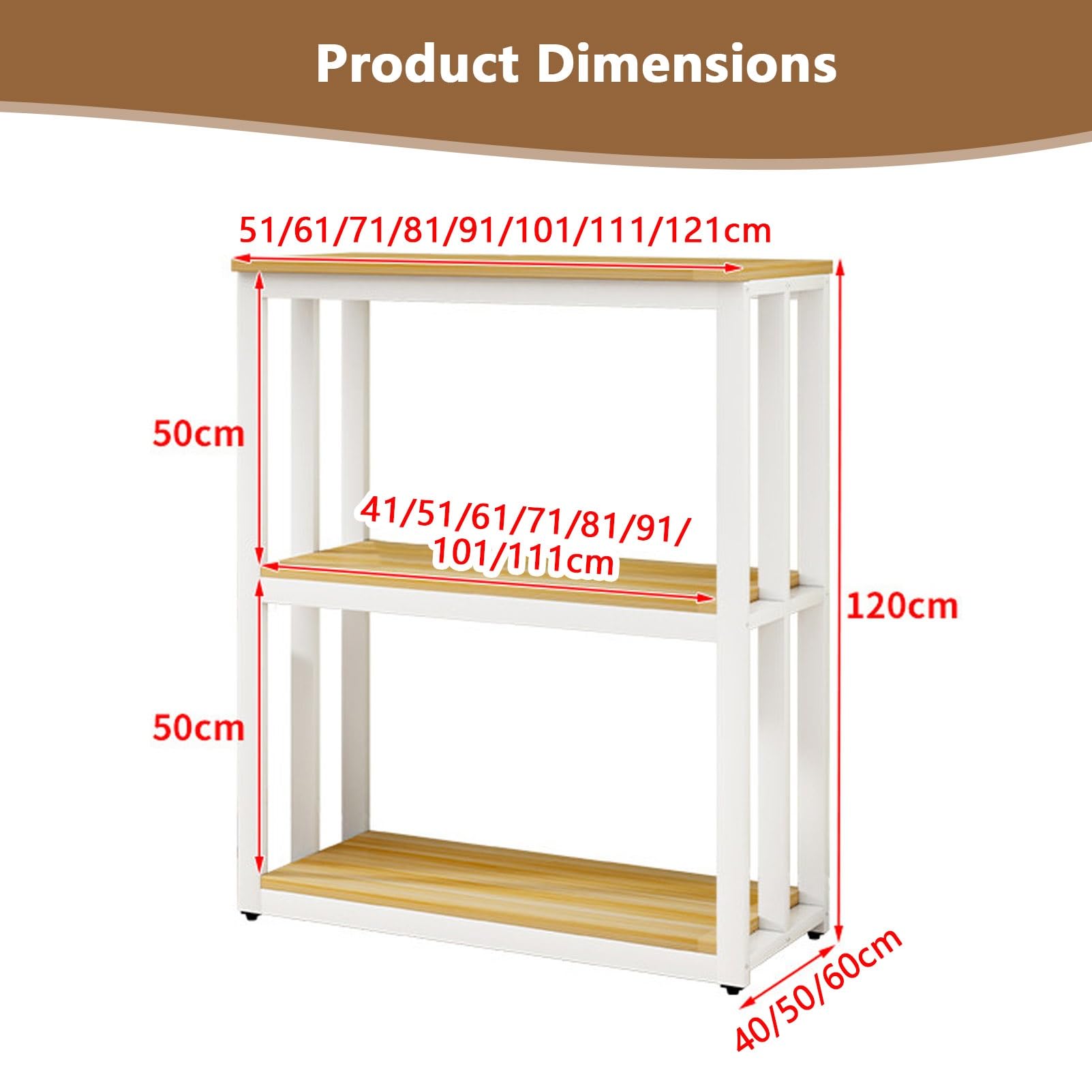 3-poziomowa Podstawka Pod Akwarium Z Półkami Wytrzymała Podstawka Pod Akwarium Z Regulowanymi Nóżkami, Stojak Na Terrarium Dla Gadów I Żółwi Do Domowego Biura(Wood+White Frame,61x40x120cm)