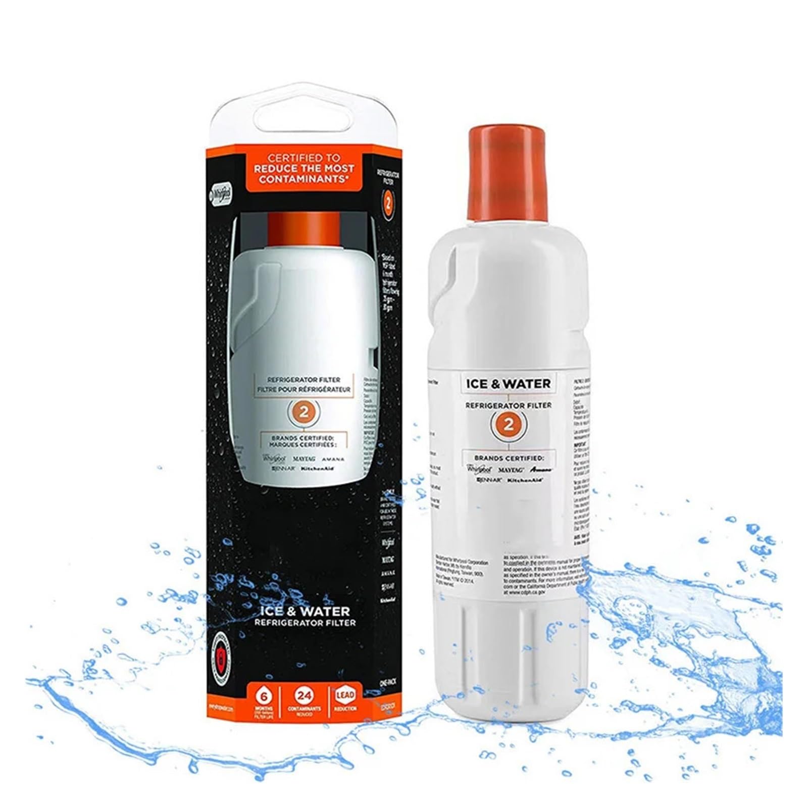 Everydrop EDR2RXD1 Kühlschrankwasser. Kompatibel for Whirlpool. EIS- Und Wasserfilter 2 Elemente W10413645A WRF989SDAB(3PCS)
