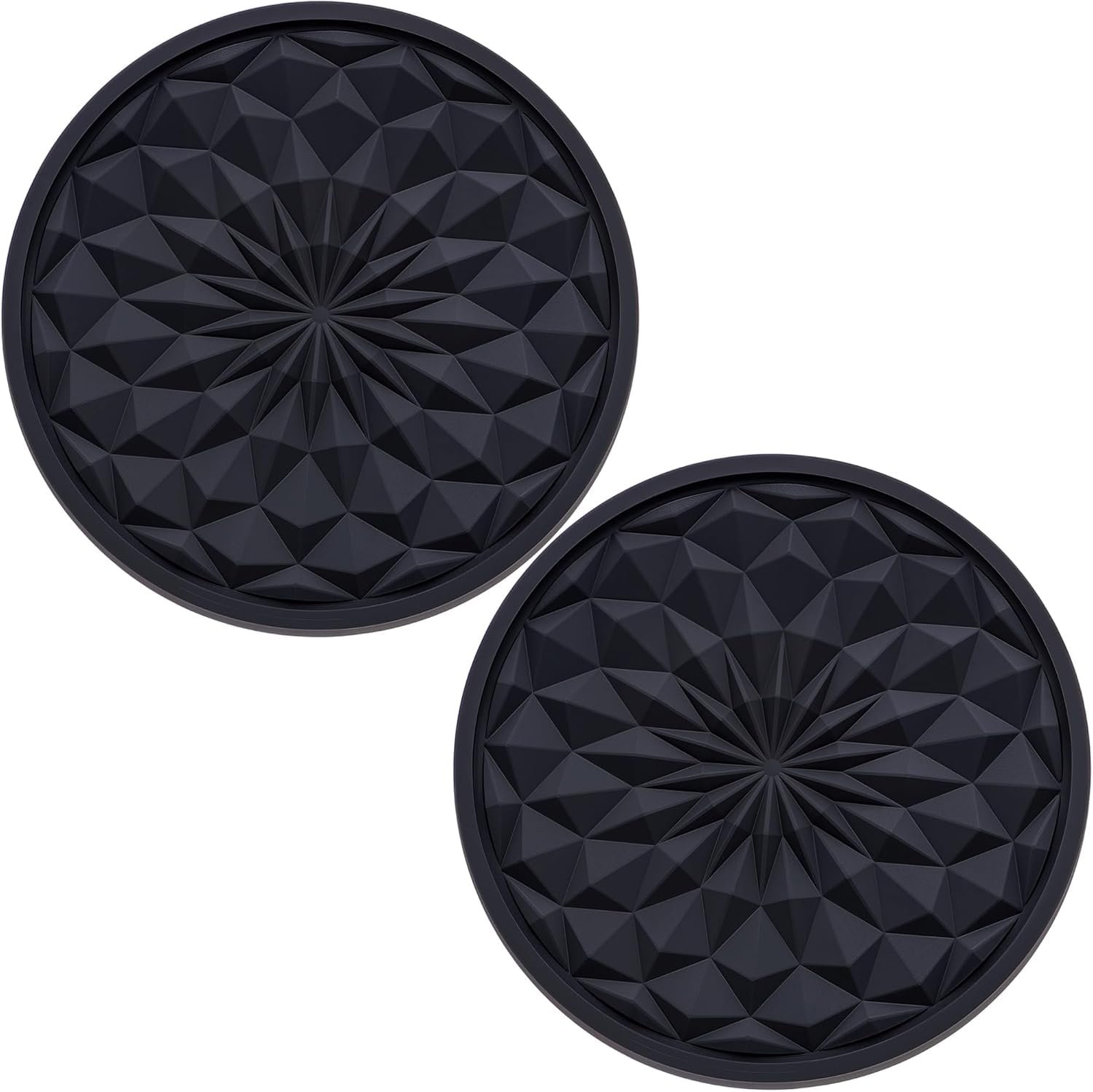 2PCS Car Cup Holder Coasters, 2.75 Inch Universal Non-Slip Insert Water Bottle Holder Pads, Interior Accessories Sets (Black)